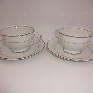 2 Vintage Style House Fine China Wedding Band Tea Cups & Saucers Japan